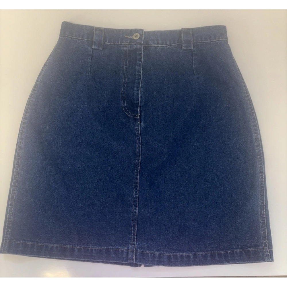 Bill Blass Jeans Womens Vintage Denim Mini Skirt Blue High Waist Size 12 Pencil